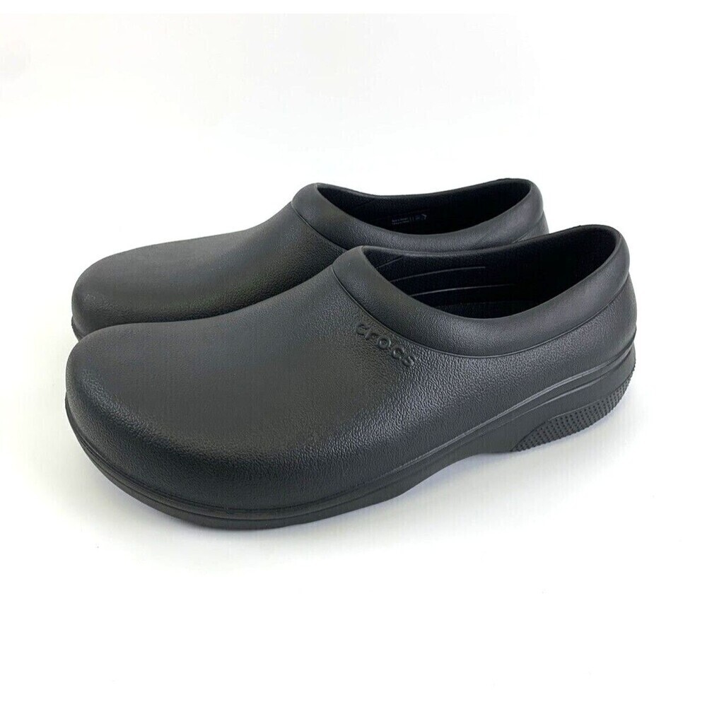Crocs On The Clock Slip Resistant Work Clog Lock SIip On Black 205073 W12 M10
